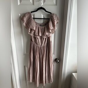 H&M Dusty Rose Ruffle Midi Dress